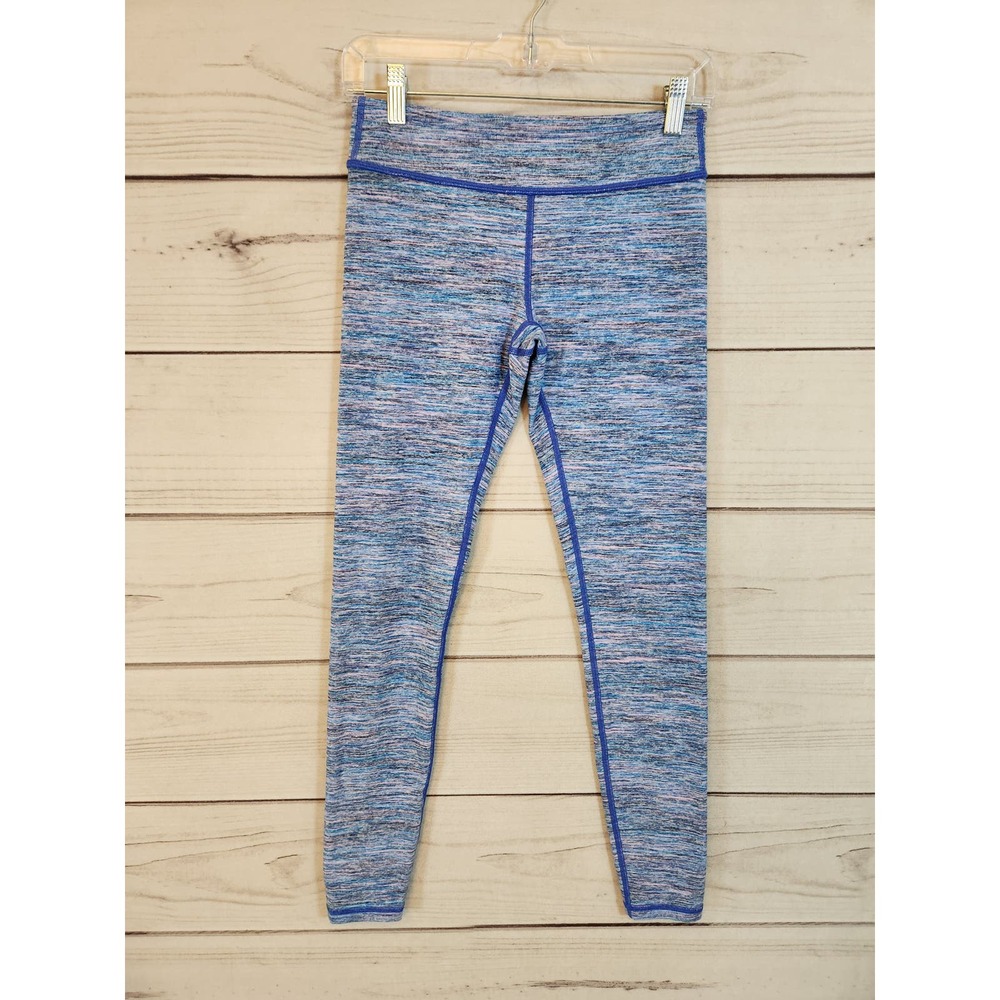 Ivivva‎ by Luluemon Girls Blue Purple Solid Elastic Waist Ankle Leggings Size 14